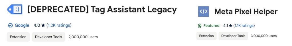 Google Tag Assistant Legacy & Meta Pixel Helper