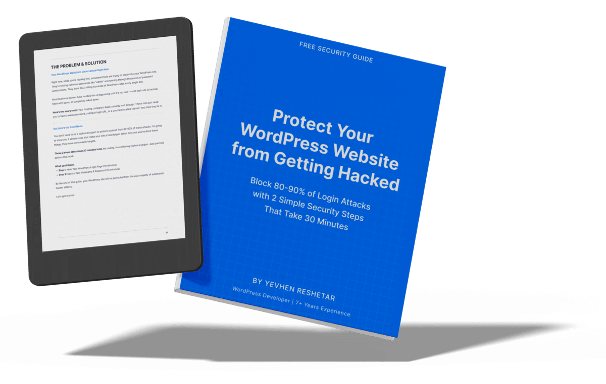 WordPress security guide preview pages with step-by-step login protection instructions