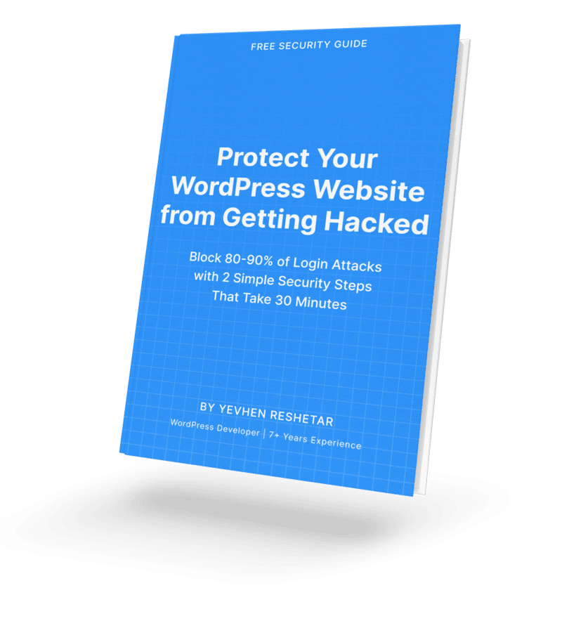 Free WordPress security guide cover showing 2 steps to protect login from automated bots