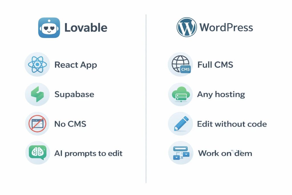 Lovable to WordPress migration - platform comparison illustration