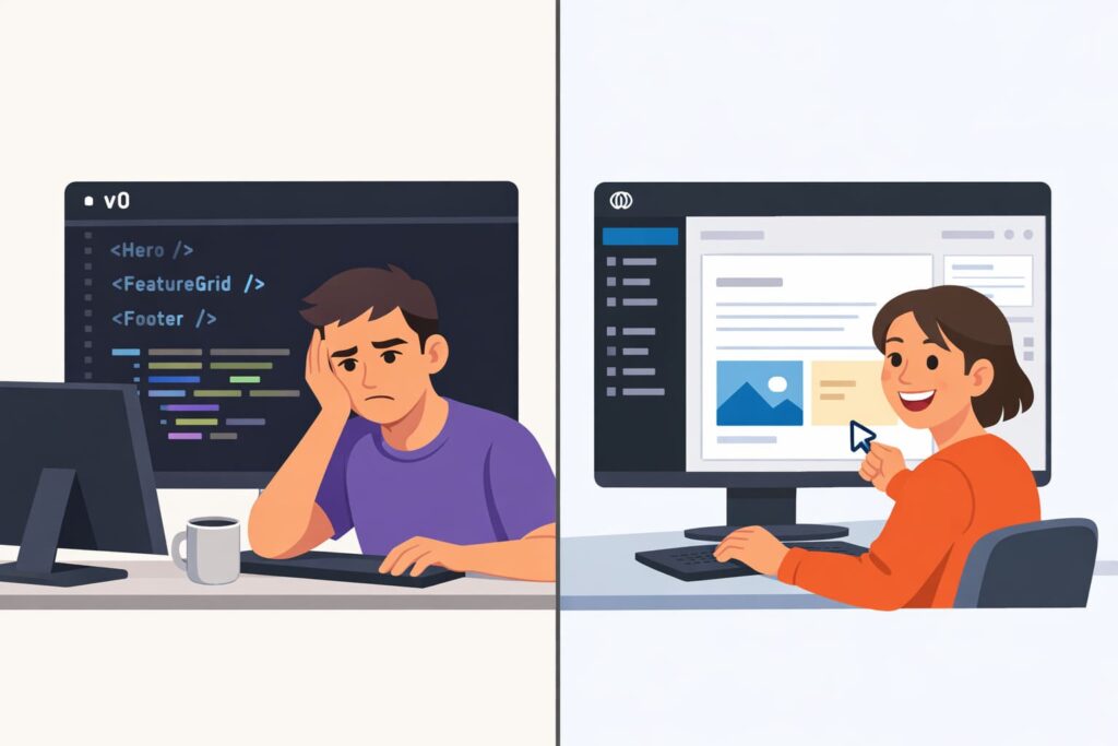 Convert v0 to WordPress - before and after comparison